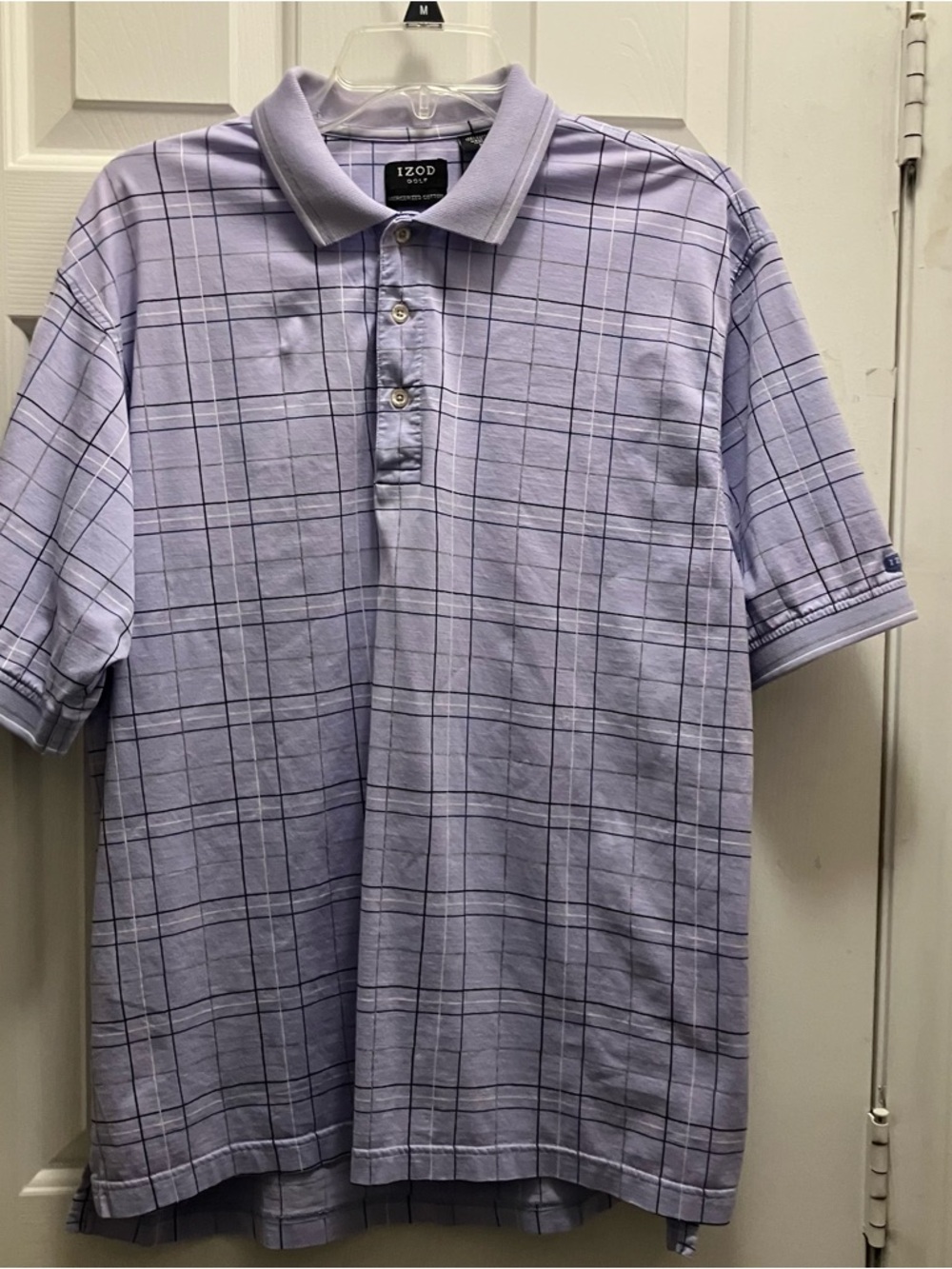 Izod Golf Men’s Polo Shirt Purple Plaid Size M